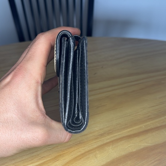 Authentic Christian Dior Trotter Saddle Wallet Black Canvas Floral Embroidery - Picture 4 of 9